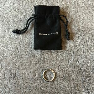 David Yurman Two-Tone Twisted Cable Ring with London Blue Topaz! 100% Authentic!